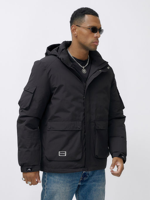 Куртка спортивная мужская зимняя с капюшоном черного цвета 2333Ch - Wonderrman фото 9