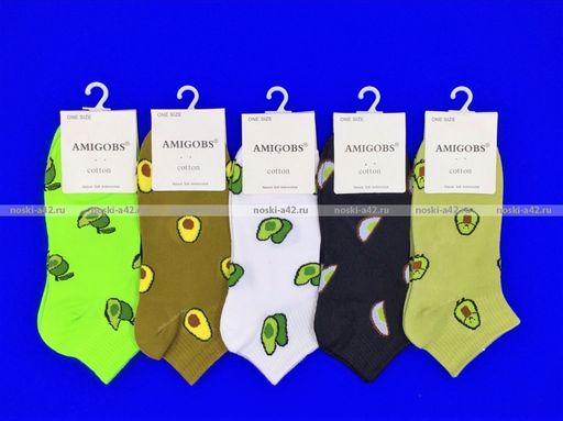 Цена за 3 пар. 3 ПАРЫ - НОСКИ ЦВЕТНЫЕ женские "АВОКАДО" укороченные - 3 ПАРЫ фактически 36-40