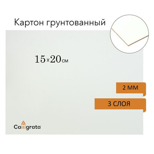 Цена за 9 шт. Картон грунтованный 15 х 20 см, толщина 2 мм, 3-х слойный акриловый грунт, Calligrata