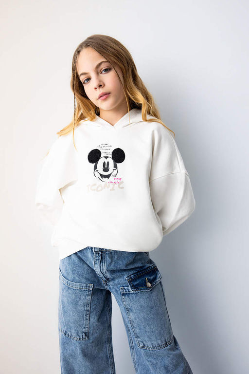 Толстовка с капюшоном для девочек Disney Mickey & Minnie Relax Fit - Defacto фото 3