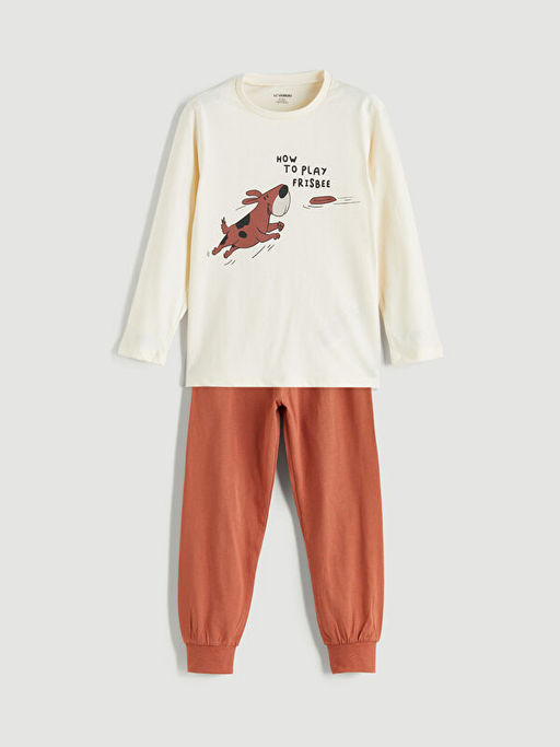 Bask?l? Erkek ?ocuk Pijama Tak?m?
