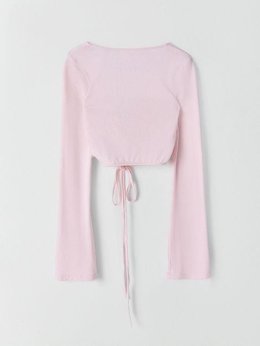 Джемпер спортивный женский розовый укороченный на завязках