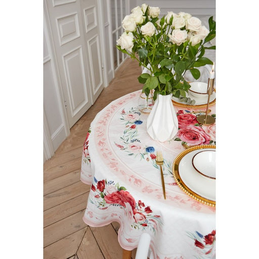 Скатерть круглая Этель Розы, d=220 см, 100 % хлопок