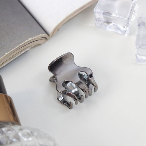 Цена за 6 шт. Крабик для волос «Брианна», зубья, 2 см, тёмное серебро