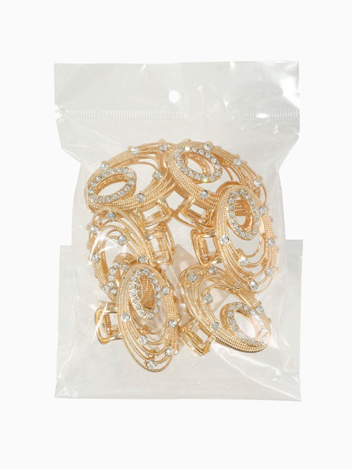 Цена за 6 шт. Крабик для волос «Джули» овал, 4.5 см, золото