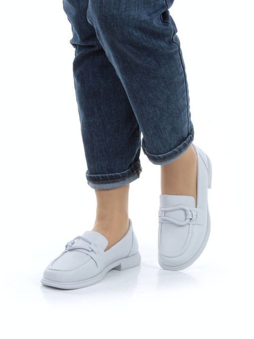 03-PDD196-2 GRAY/BLUE Лоферы женские (натуральная кожа) - Фабричный китай фото 2