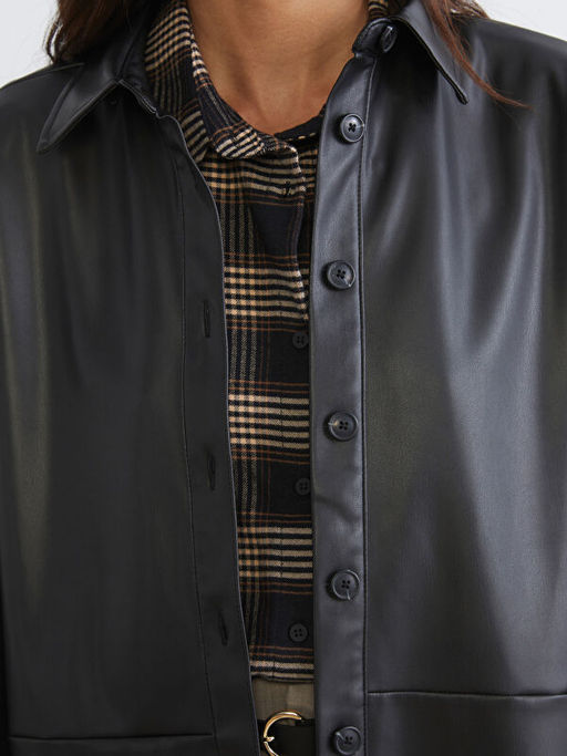 Kad?n Deri G?r?n?ml? G?mlek Ceket