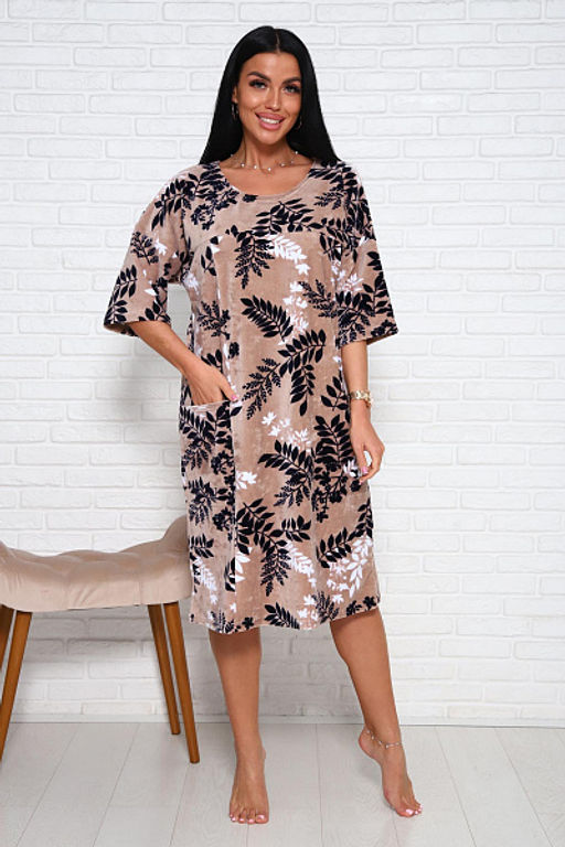 Туника велюровая (01019, бежевый)