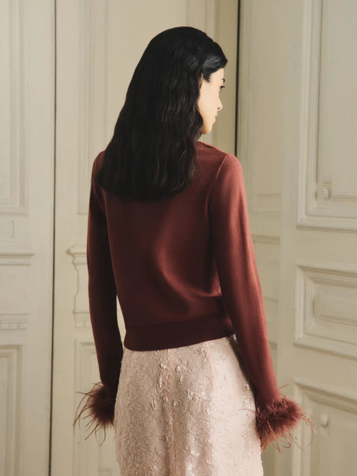 Кардиган с перьями на манжетах / Zarina