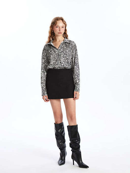 Desenli Oversize Saten Kad?n G?mlek