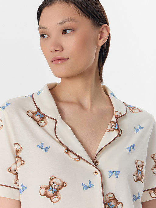 Комплект домашний женский молочный с принтом - Mark formelle фото 4