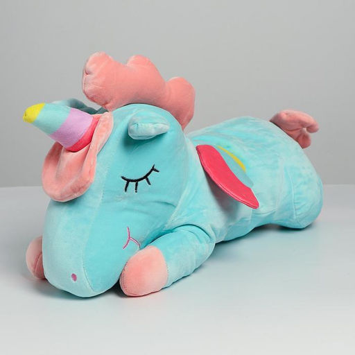Мягкая игрушка «Единорог», с пледом, цвет голубой