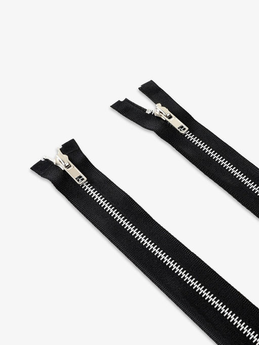 Цена за 10 шт. Молния металлическая, №5, 2 замка, разъёмная, замки автомат, 110 см, чёрная