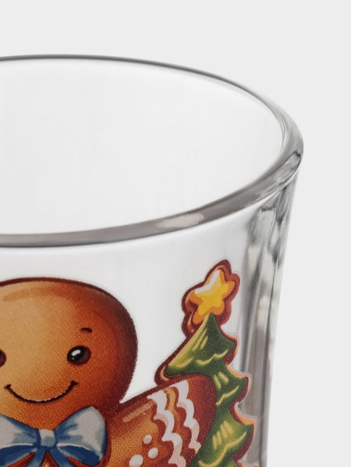 Цена за 12 шт. Кружка Глинтвейн. Новогодний пряник, 250 мл, стекло, рисунок МИКС