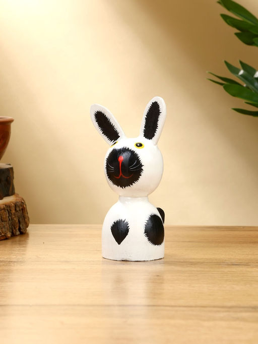 Набор сувенирный Зайки, h=14 см, h=12 см, h=9 см, дерево, бело-чёрный