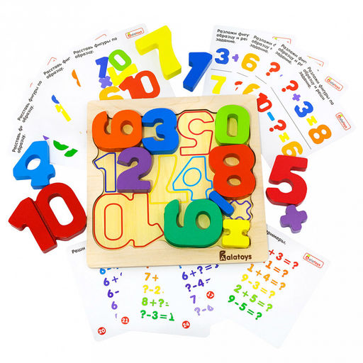 Игрушка "Башня "Цифры" 18*18*1,5см, развивающая, МДФ, ЛХДФ, фанера, картон, в пленке (Россия)