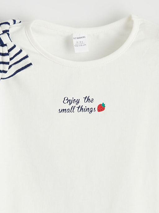 K?z ?ocuk Bask?l? Ti??rt ve ?izgili Pantolon