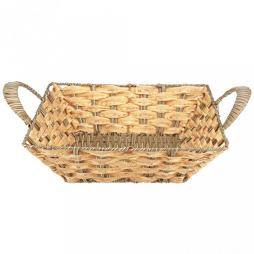 Корзина-сухарница плетеная Береста 25,5х25,5см h7,5см, полипропилен, ванильный, с ручками, металлический каркас, форма квадратная (Китай) - Домашняя мода фото 2