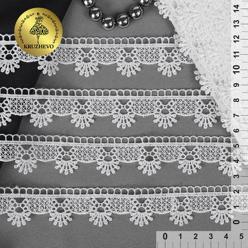 Кружево гипюр KRUZHEVO арт.TBY.3058A шир.25мм цв.1 белый уп.13,71м