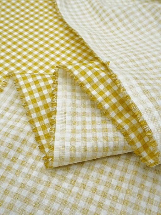 Сатин Клетка (0.3*0.3см) цв.горчично-желтый, ш.2.35м, хлопок-100%, 115гр/м.кв - Купава фото 5
