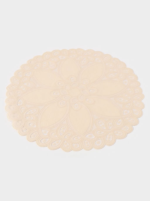Цена за 12 шт. Салфетка ажурная «Цветок», d=38 см, бежевая