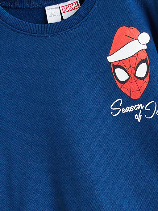 Bisiklet Yaka Spider-Man Bask?l? Erkek ?ocuk Sweatshirt