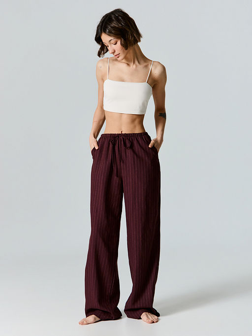 Брюки домашние женские коричневые в полоску - Mark formelle фото 5