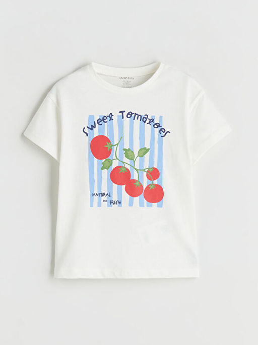 Bisiklet Yaka Bask?l? K?z Bebek Ti??rt