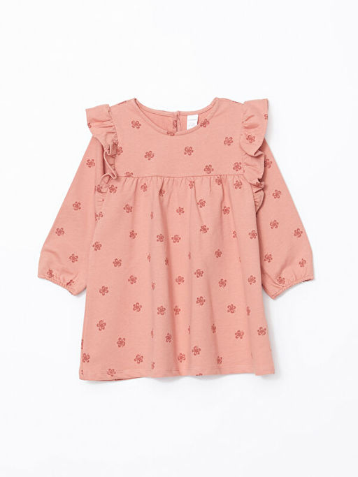 Bisiklet Yaka Uzun Kollu K?z ?ocuk Elbise