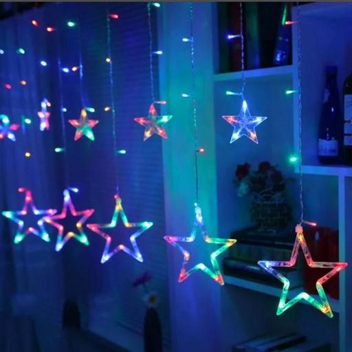 Гирлянда Звезды 2.5х0.95м., 12 звезд, МИКС ,прозрачный провод