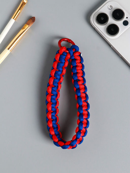 Цена за 2 шт. Брелок для ключей на карабине «Паракорд», шнур 0.5 см, красно-синий, на сумку, рюкзак, 14.5×1.8×0.8 см