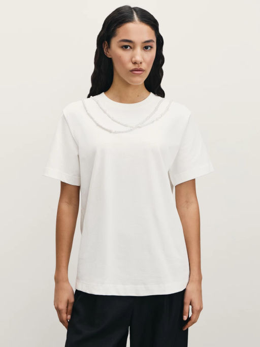 Футболка с декоративными бусами / Zarina  фото 3