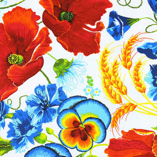 "Маковое поле" Скатерть-дорожка на стол набивная 50х148см, 234г/м2, хлопок 100%, "Домашняя мода" (Россия)