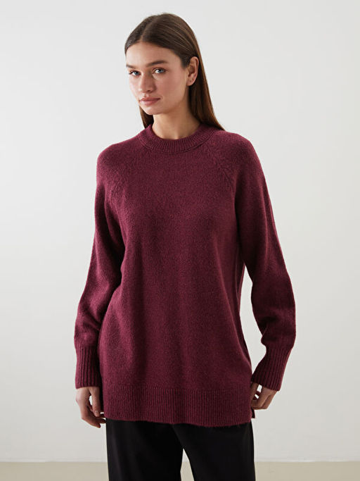 Bisiklet Yaka Oversize Kad?n Triko Tunik