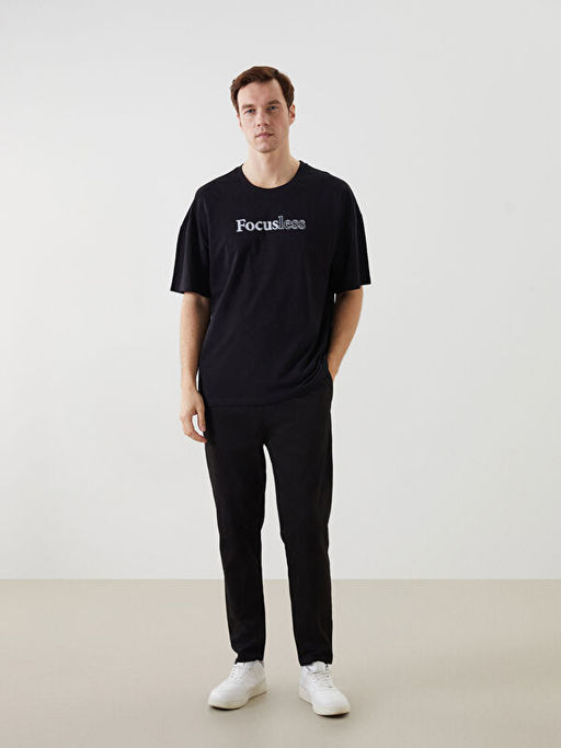 Bisiklet Yaka K?sa Kollu Bask?l? Penye Erkek Ti??rt