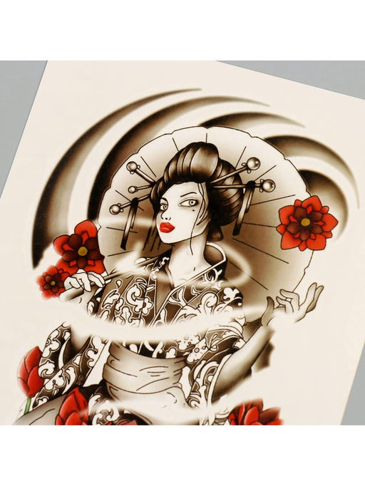 Цена за 2 шт. Переводная тату на тело цветная Женщина Сакура, 26.1?14.6 см