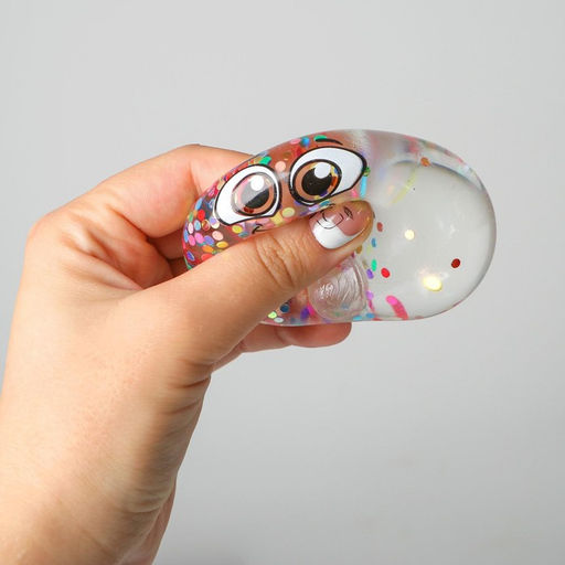 Цена за 12 шт. Антистресс сквиш мялка «Смайлики», с блёстками, с жидкостью, в шоубоксе, МИКС