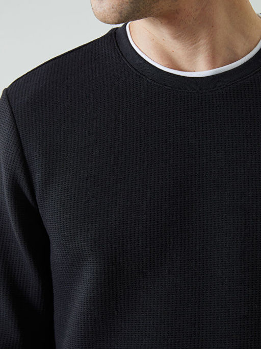 Bisiklet Yaka Uzun Kollu Erkek Sweatshirt