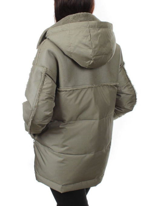 902 GRAY/GREEN Куртка зимняя облегченная женская (холлоффайбер 150 гр., искусственная дубленка) - Fashion фото 2