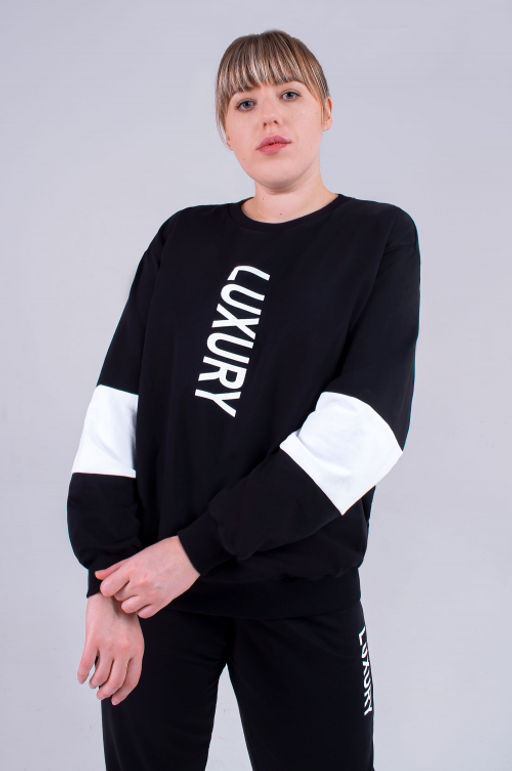 Арт. 2308 Костюм с брюками женский 50-58 Цвет:верх-черный, белый, низ- черный