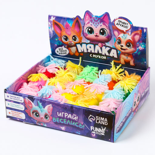 Цена за 24 шт. Антистресс сквиш мялка капитошка «Питомцы », в шоубоксе, с мукой