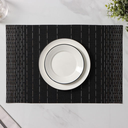 Набор салфеток сервировочных Доляна Инь, 4 шт, 3045 см, цвет чёрный  фото 6