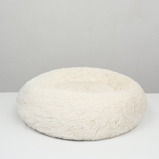 Лежанка для собак и кошек, длинный мех, 60 х 60 х 20 см, молочная - Пижон фото 2
