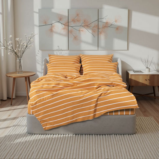Пододеяльник Этель Mustard stripes 145*215, 100% хлопок, поплин 125г/м2  фото 6