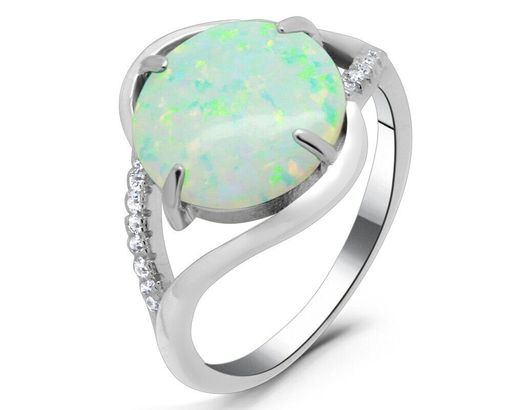Кольцо из серебра опал белый, МОВ0318