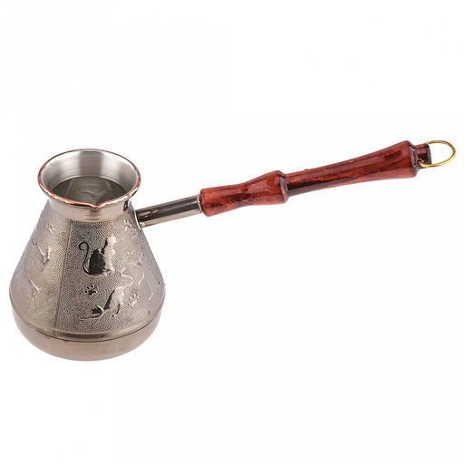 Турка медная 540мл "Кошки", д10см, h11,7см, s0,8мм, деревянная ручка (Россия)