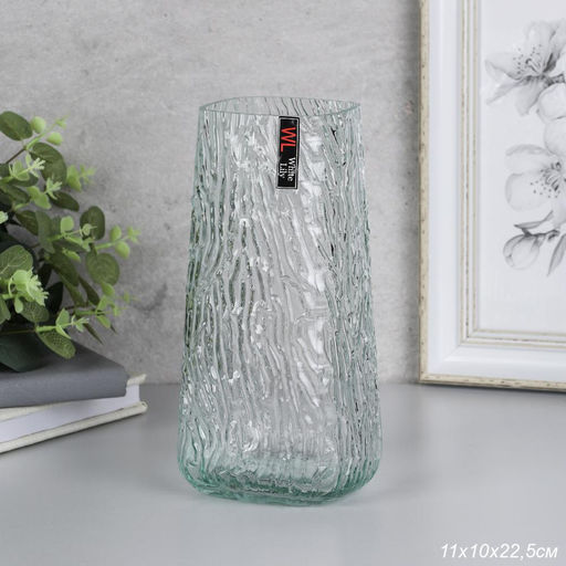 Ваза для цветов 20 см с ЛОГО прозрачная / WRD-138 /уп 24/ без и/уп745973 - ГалеонТрейд фото 6