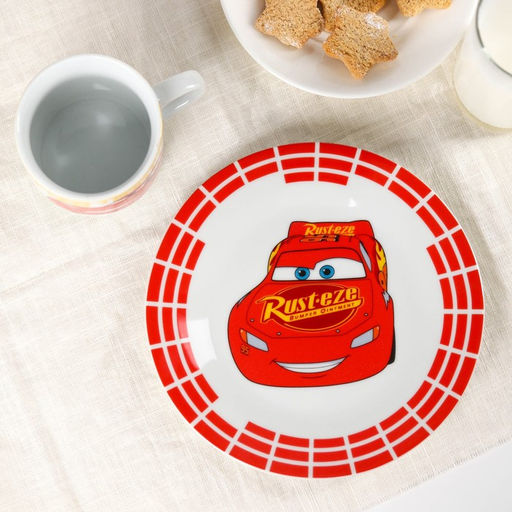 Набор посуды, 3 предмета: тарелка 16,5 см, миска 14 см, кружка 200 мл, Тачки - Disney фото 3