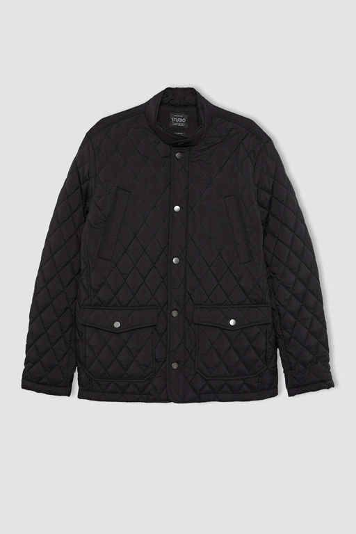 Стеганое пальто приталенного кроя с воротником-стойкой - Defacto фото 10