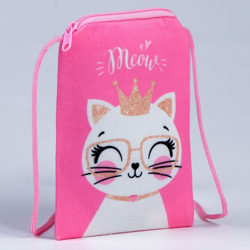 Сумка детская плюшевая «Кошечка принцесса» плоская